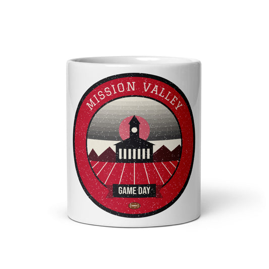 Scarlet Mission Valley Game Day Mug in white, front
