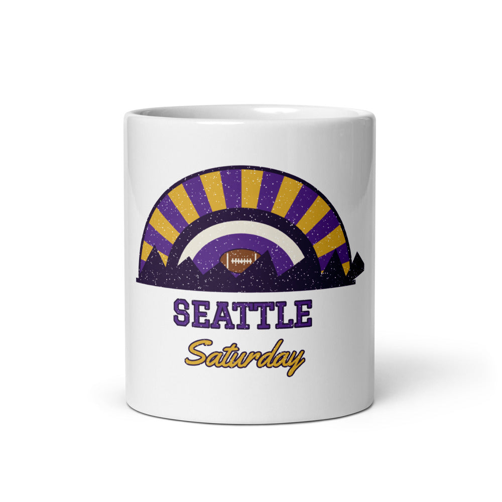 Seattle Saturday Mug in white, front