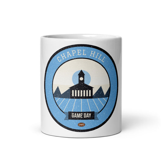 Sky Blue Dogwood Game Day Mug in white, front