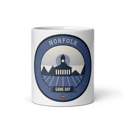 Slate Blue Harbor Game Day Mug in white, front