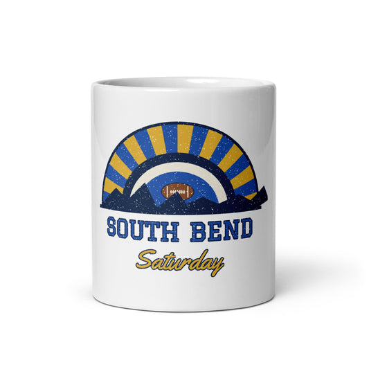 South Bend Saturday Mug in white, front