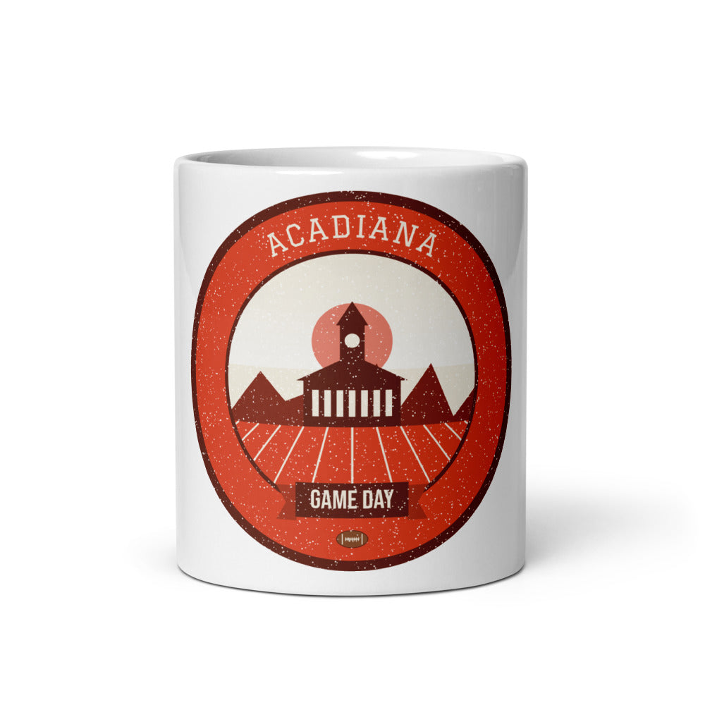 Vermilion Acadiana Game Day Mug in white, front
