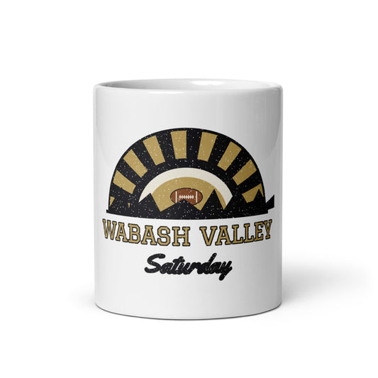 Wabash Valley Saturday Mug in white, front