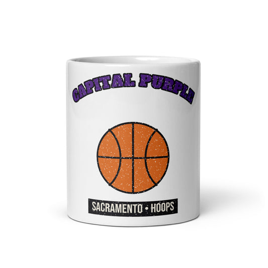 Capital Purple Hoops Mug in white, front