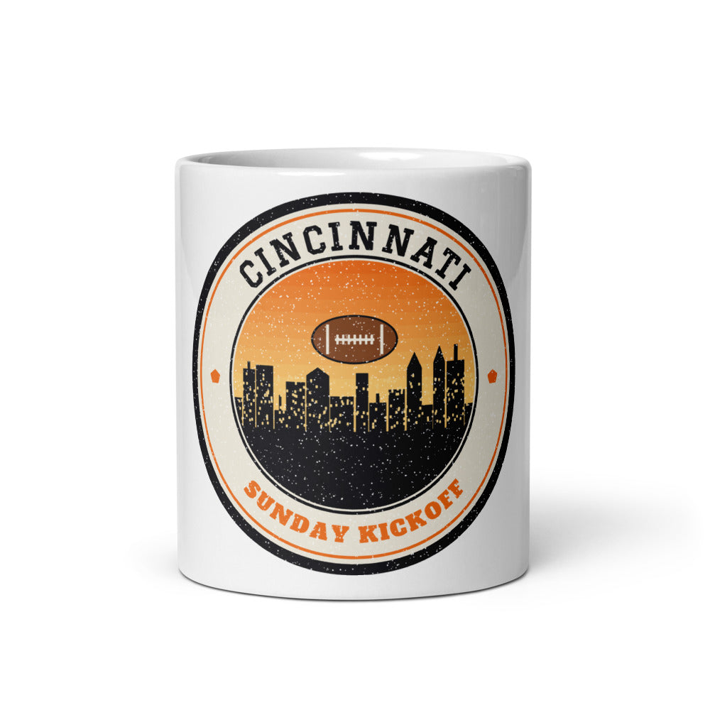 Cincinnati Sunday Kickoff Mug in white, front