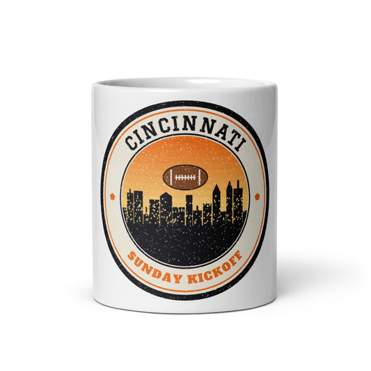 Cincinnati Sunday Kickoff Mug in white, front