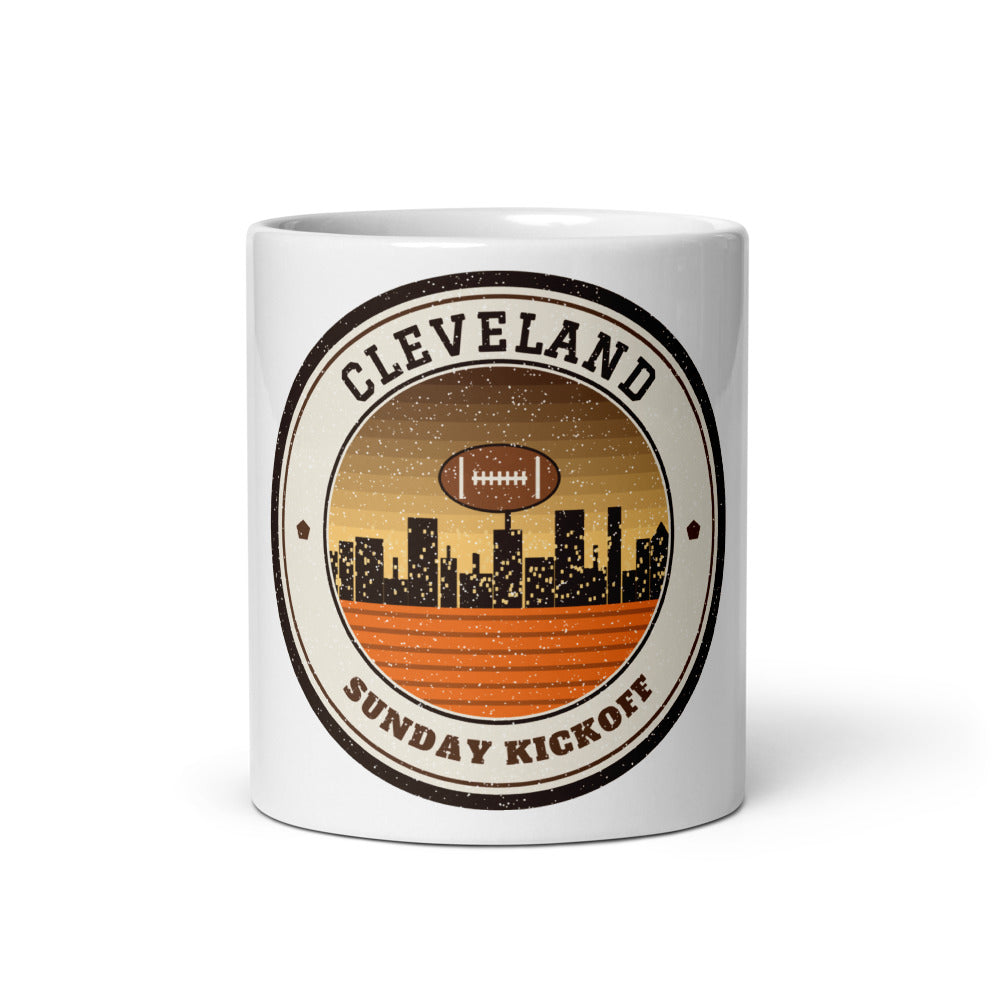 Cleveland Sunday Kickoff Mug in white, front