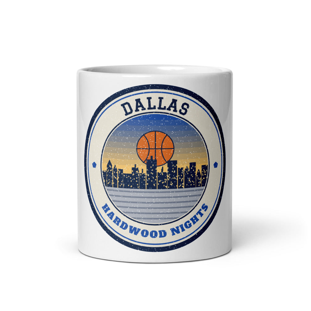 Dallas Hardwood Nights Mug in white, front