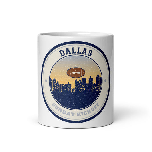 Dallas Sunday Kickoff Mug in white, front
