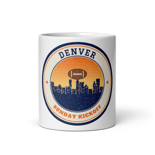 Denver Sunday Kickoff Mug in white, front