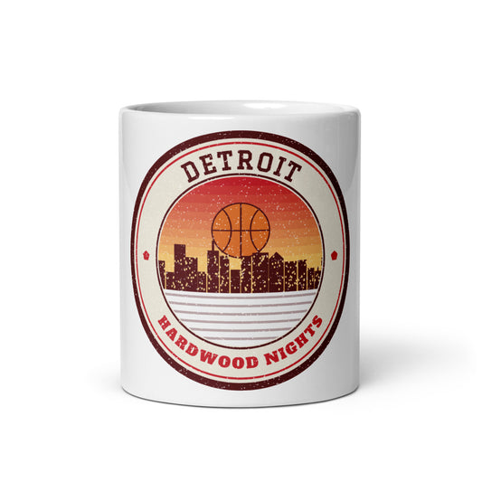 Detroit Hardwood Nights Mug in white, front