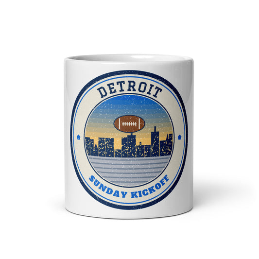 Detroit Sunday Kickoff Mug in white, front