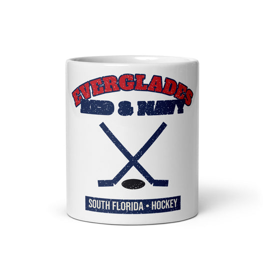 Everglades Red & Navy Hockey Mug in white, front
