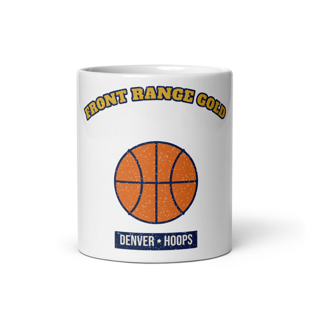 Front Range Gold Hoops Mug in white, front