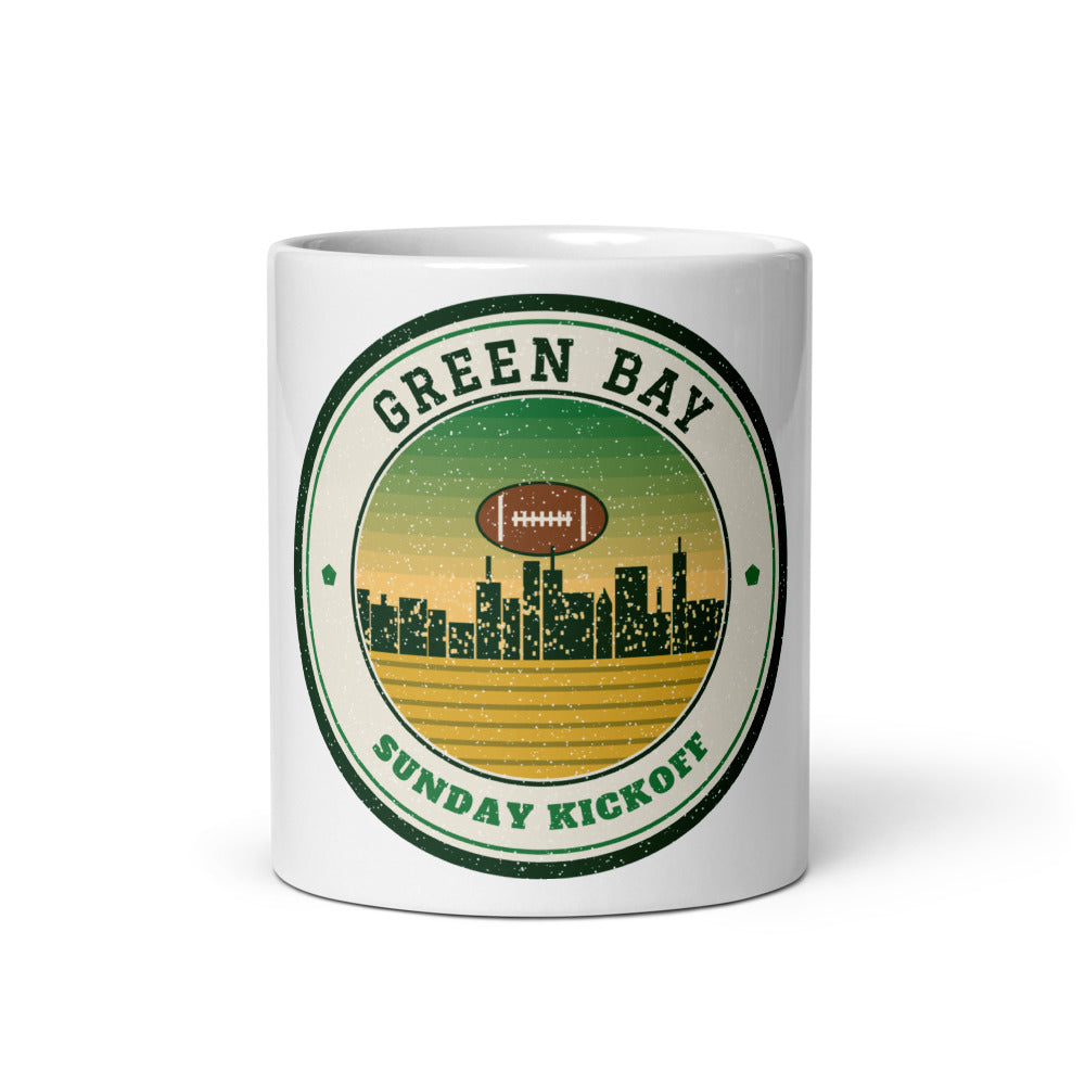Green Bay Sunday Kickoff Mug in white, front