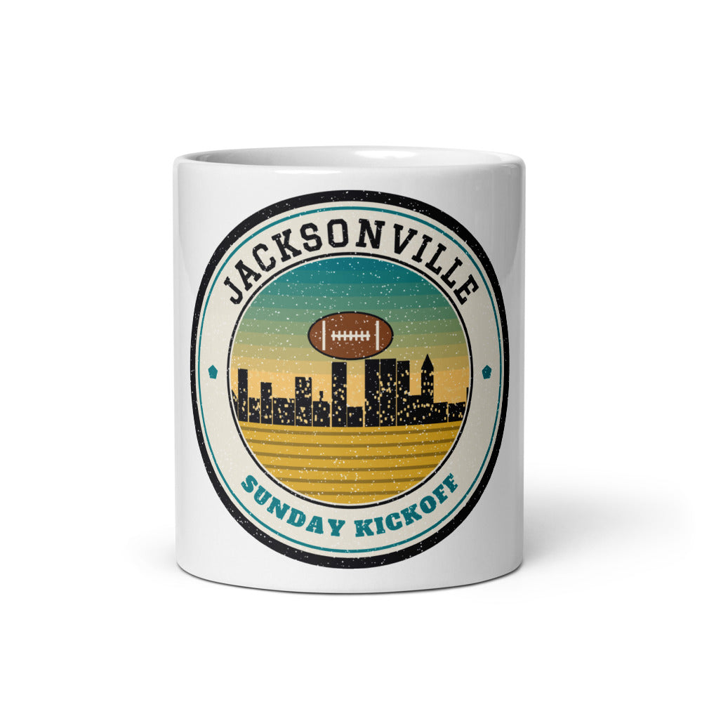 Jacksonville Sunday Kickoff Mug in white, front