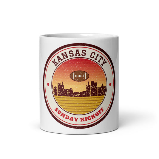 Kansas City Sunday Kickoff Mug in white, front