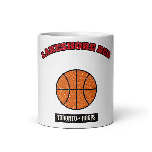 Lakeshore Red Hoops Mug in white, front