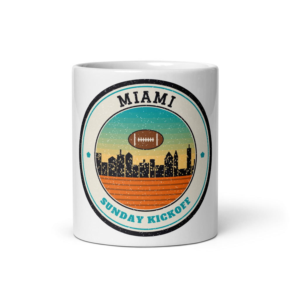 Miami Sunday Kickoff Mug in white, front