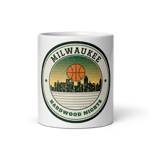 Milwaukee Hardwood Nights Mug in white, front