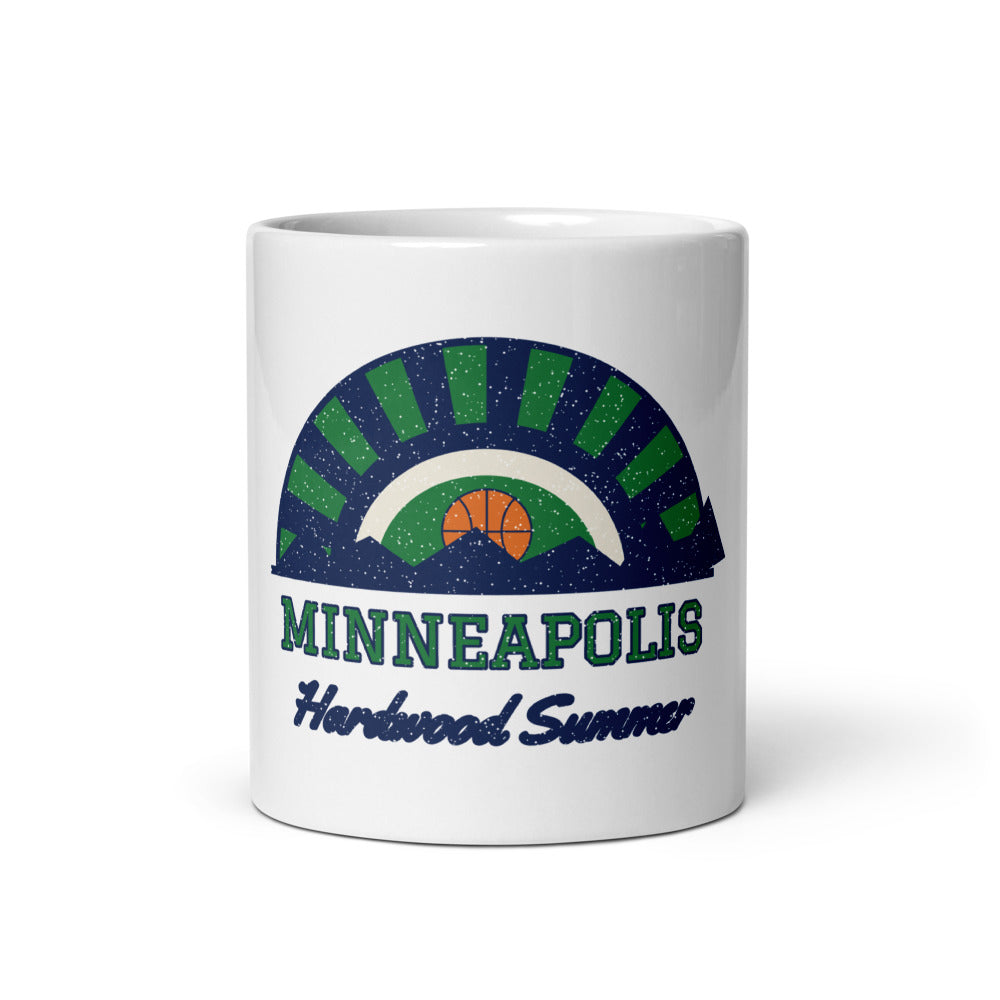 Minneapolis Hardwood Summer Mug in white, front