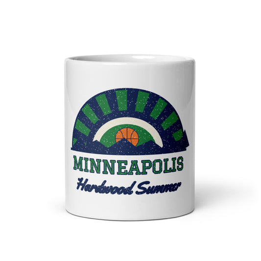 Minneapolis Hardwood Summer Mug in white, front