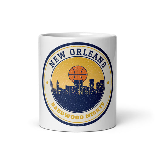 New Orleans Hardwood Nights Mug in white, front