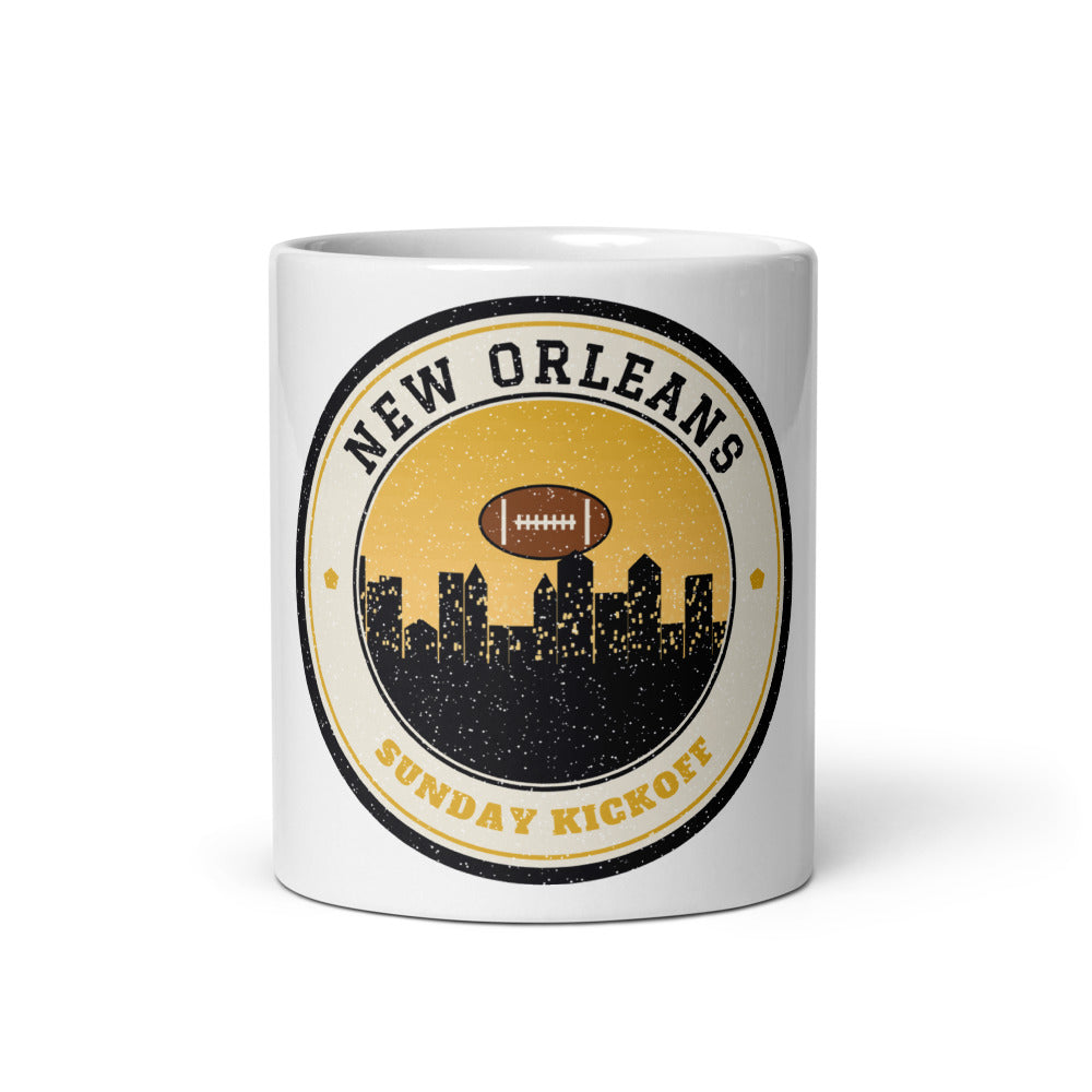New Orleans Sunday Kickoff Mug in white, front