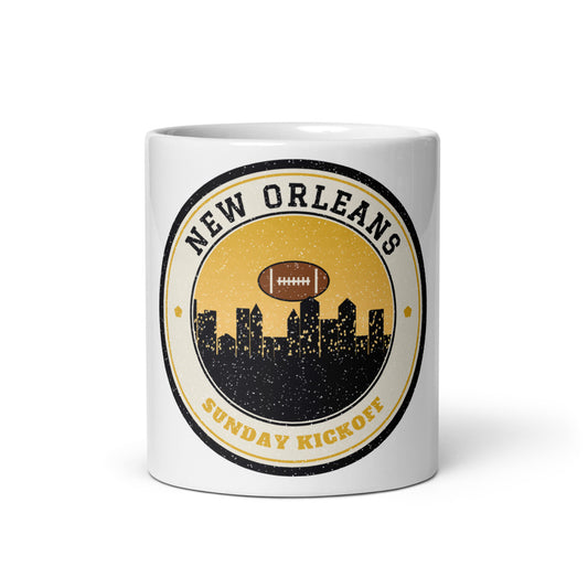 New Orleans Sunday Kickoff Mug in white, front