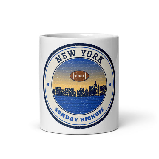 New York Sunday Kickoff Mug in white, front