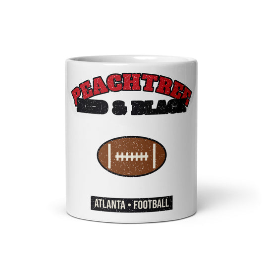 Peachtree Red & Black Football Mug in white, front