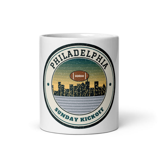 Philadelphia Sunday Kickoff Mug in white, front