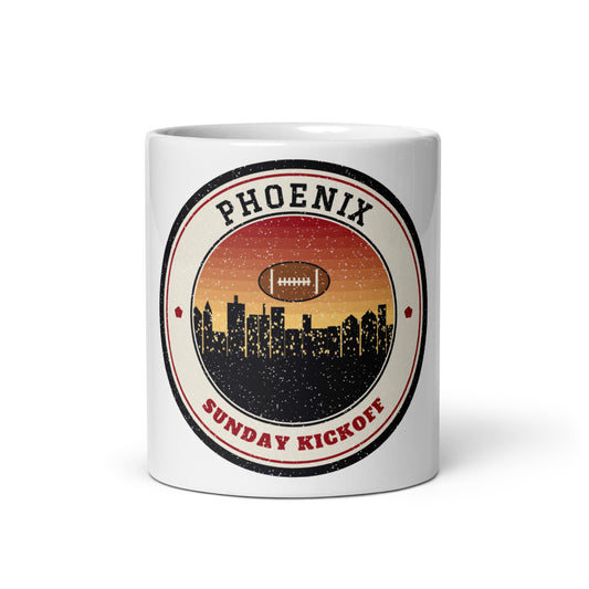 Phoenix Sunday Kickoff Mug in white, front