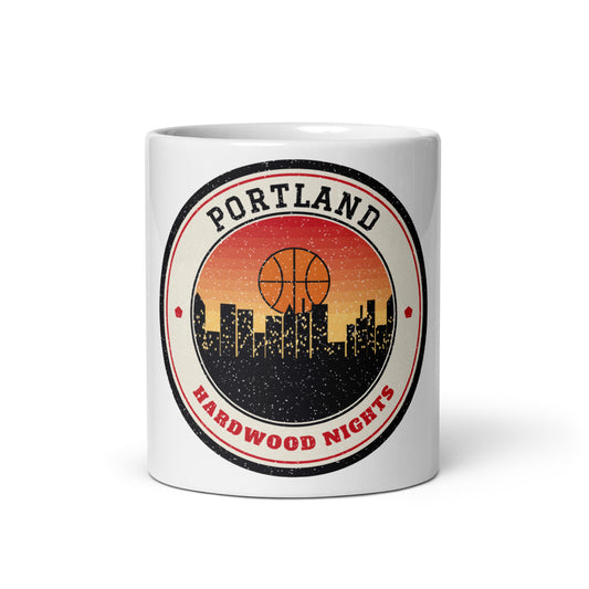 Portland Hardwood Nights Mug in white, front