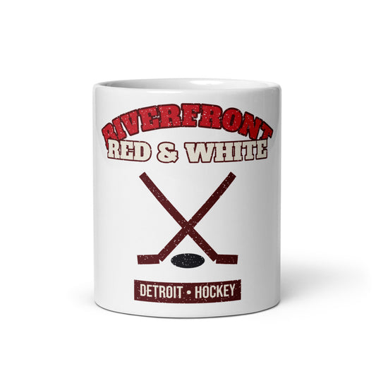 Riverfront Red & White Hockey Mug in white, front