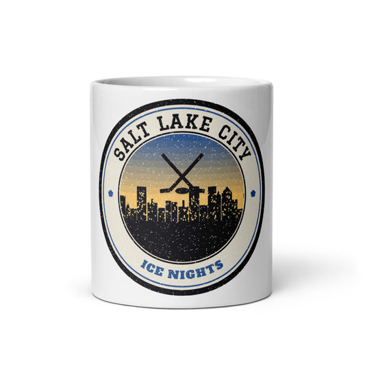 Salt Lake City Ice Nights Mug in white, front
