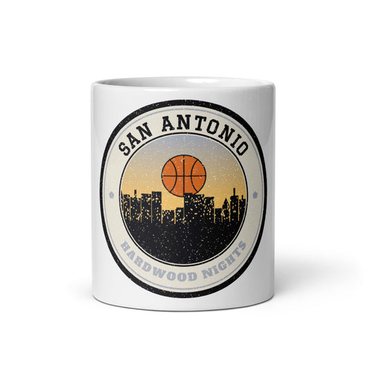 San Antonio Hardwood Nights Mug in white, front