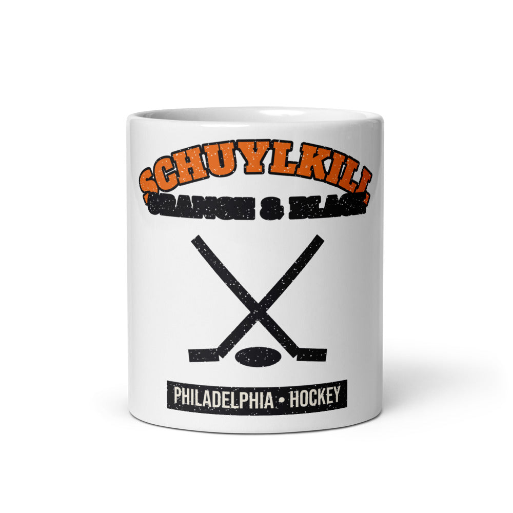 Schuylkill Orange & Black Hockey Mug in white, front