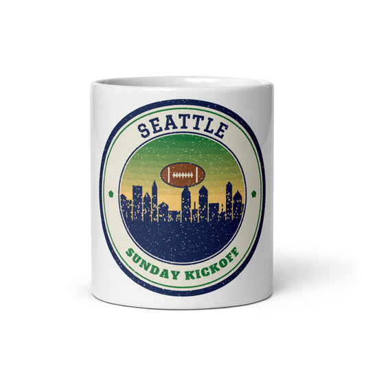 Seattle Sunday Kickoff Mug in white, front