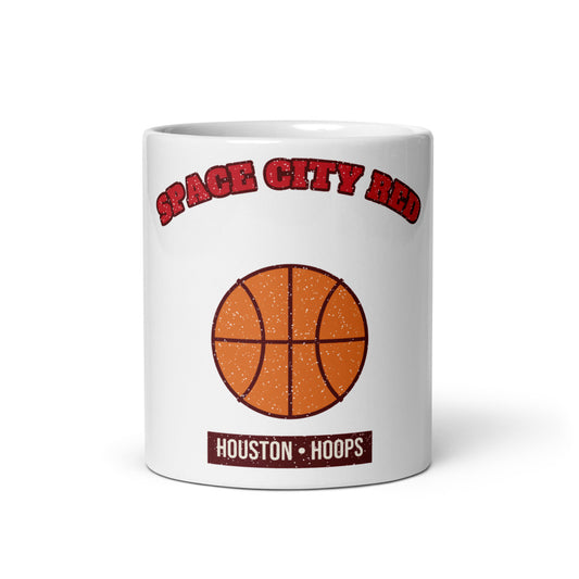 Space City Red Hoops Mug in white, front