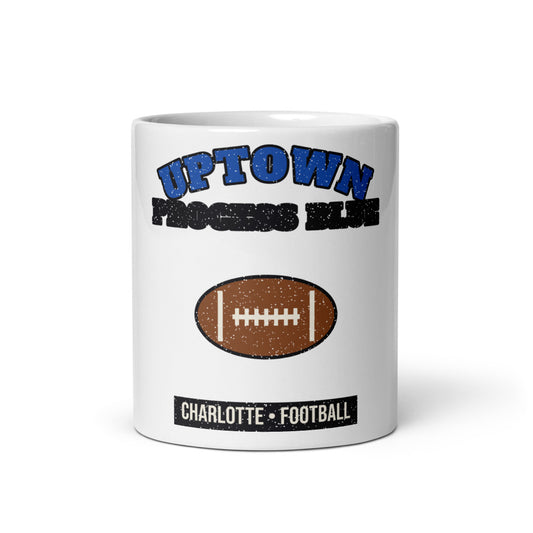 Uptown Process Blue Football Mug in white, front
