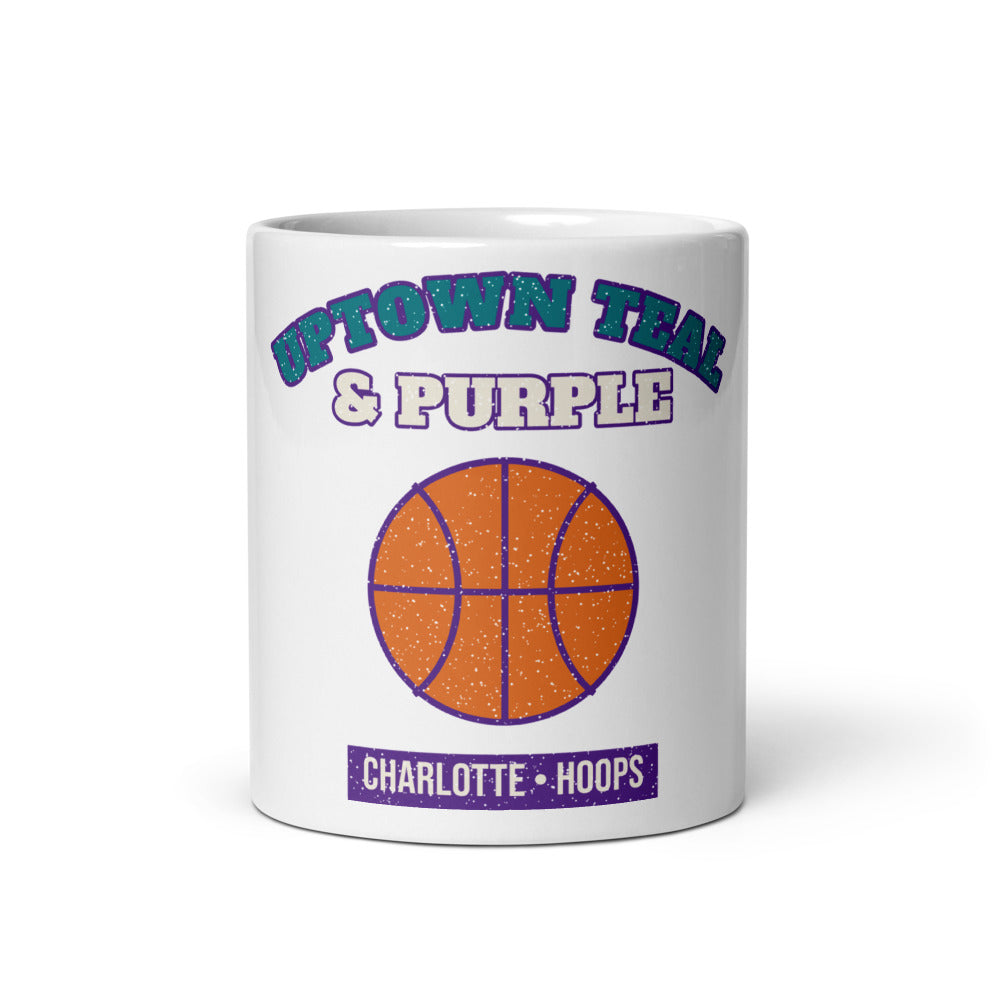 Uptown Teal & Purple Hoops Mug in white, front