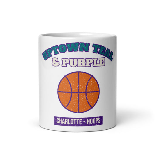 Uptown Teal & Purple Hoops Mug in white, front