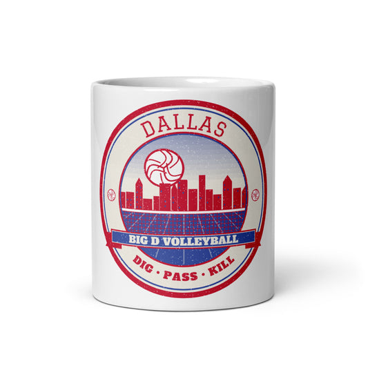 Dallas Big D Volleyball Mug in white, front