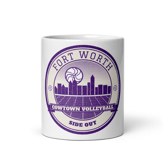 Fort Worth Cowtown Volleyball Mug in white, front