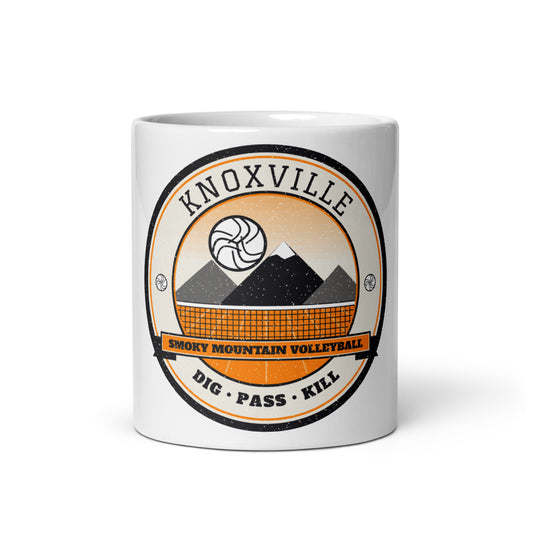 Knoxville Smoky Mountain Volleyball Mug in white, front