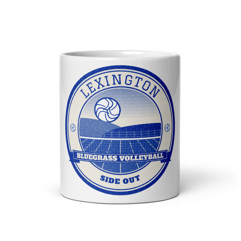 Lexington Bluegrass Volleyball Mug in white, front