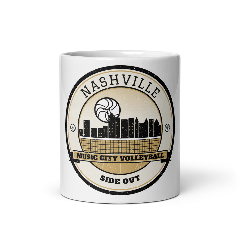 Nashville Music City Volleyball Mug in white, front