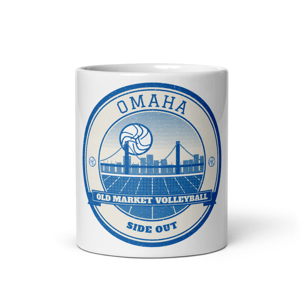 Omaha Old Market Volleyball Mug in white, front