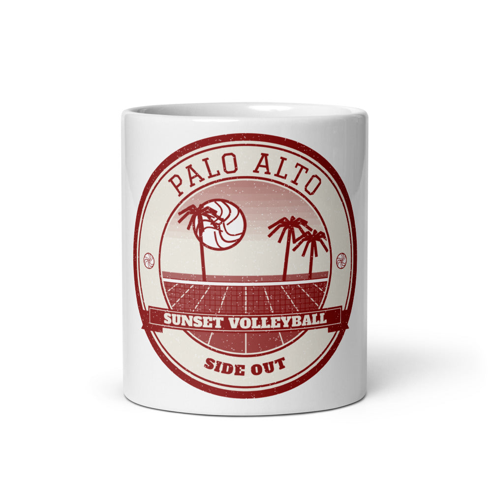 Palo Alto Sunset Volleyball Mug in white, front